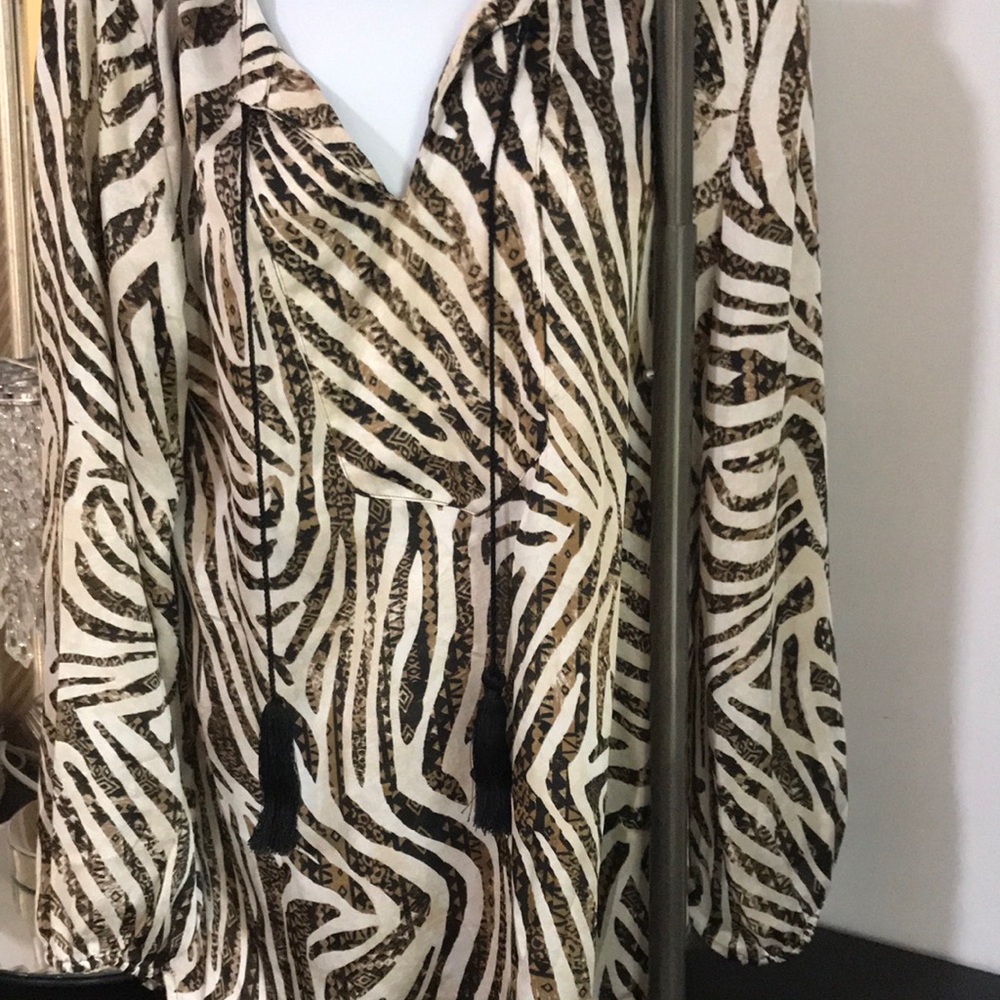 Chico's Animal Print Tunic in Brown and Cream - Picture 7 of 7